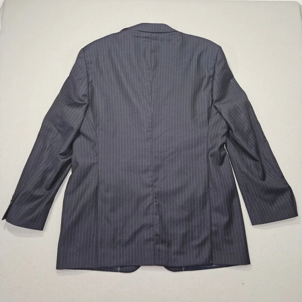Mantoni Super 140S Pinstripe 2-Piece Suit Virgin Wool Navy Sz 46L